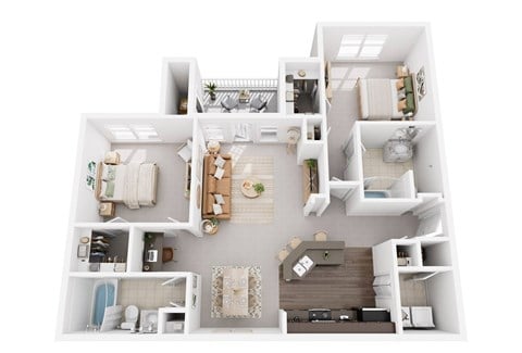 Floor plan for 2 beds, 2 baths, 1276 sqft